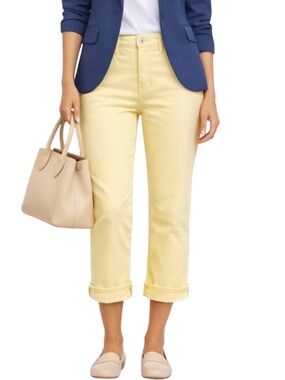 NYDJ Yellow Cropped Jeans Women’s Size 2 Lift Tuck Technology Spring Denim NWT